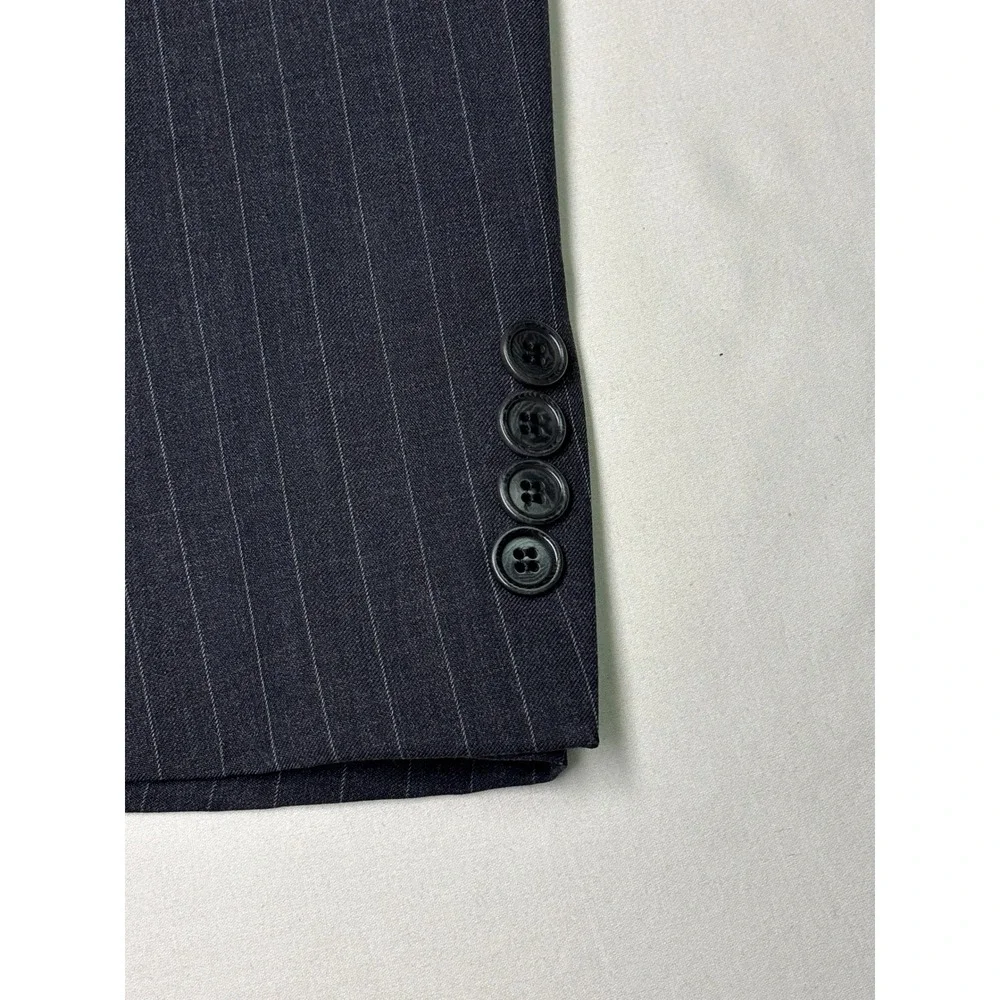 Brooks Brothers 1818 Madison Pinstripe Wool Blazer‎ Mens 46R Dark Gray USA